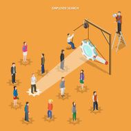 Employee search flat isometric vector concept