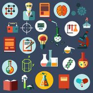 Science and research flat icons