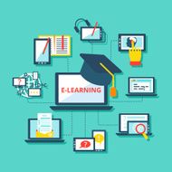 E-learning icons flat