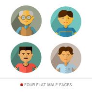 Four flat drop shadow design male avatars