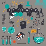 Science icons set on a gry backgraund Vector illustration