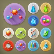 Science tubes and molecules icon set