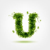 Green eco letter U for your design