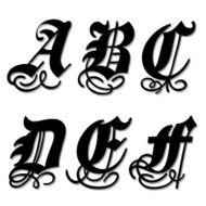 Gothic alphabet letters a b c d e f