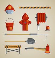 Set flat colored vector icons on light sandy background N2