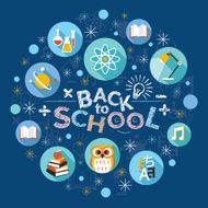 School Education Flat Icons and Text Heading N2