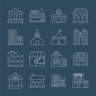 Building line icon set N6