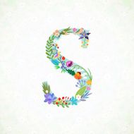 The letter S Bright floral element of colorful alphabet