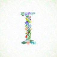 The letter I Bright floral element of colorful alphabet