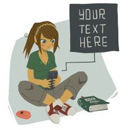 Girl Texting on Her Mobile Phone