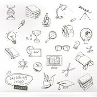 Studying and education sketches of icons vector set N2