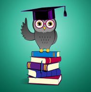 Owl sitting on books N5