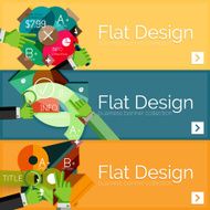 Flat design vector infographic banners with geometric infographics N168