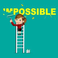 People Set - Business Businesswoman erasing the word impossible