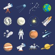 Flat design icons of astronomy Vector icons #2