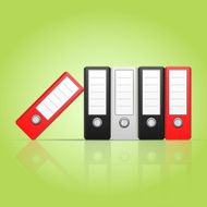 Row of color binders vector red gray black