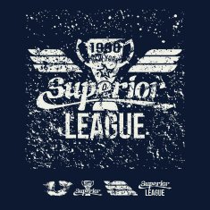 College rugby superior league retro emblem and design elements
