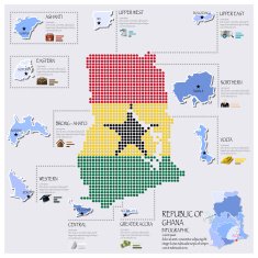 Dot And Flag Map Of Ghana Infographic Design