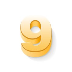 3d shiny golden number 9 N3
