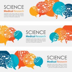 Science Medical Research Banners And Icon Set N2