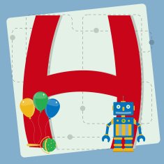 Letter "h" from stylized alphabet with children's toys N2