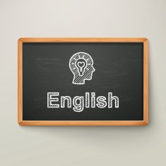 english on blackboard in wooden frame
