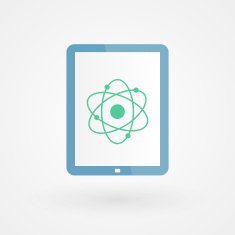 Tablet and atom icon