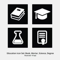 Education Icon Set Books Mortar Science Degree N2