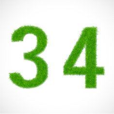 3 4 number with grass textured isolated white background vector