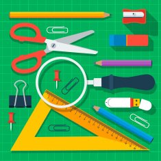 Colorful school supplies flat design N2