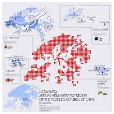 Dot And Flag Map Of Hong Kong Infographic Design
