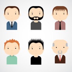 Set of colorful male faces icons Cartoon characters