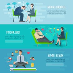 Mental health flat banners set N2