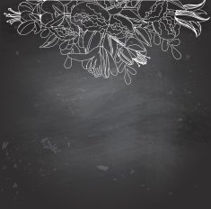 Black chalkboard with flowers N2