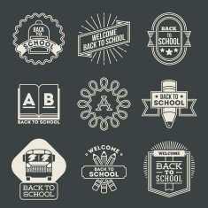 Retro design insignias back to school logotypes set