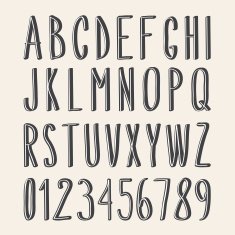 handwritten font hand drawn sketch alphabet and numbers N5