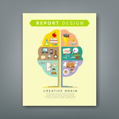 Annual report brain concepts colorful tree shape