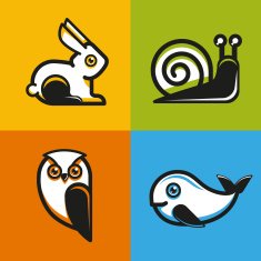 Vector animal emblems and icons in flat style