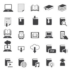 School Online E-Learning E-Book Book Icons Set N2