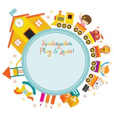 Kindergarten Train Kids Round Frame N2