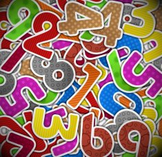 Background with colorful numbers of paper