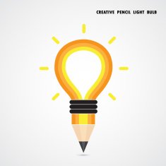 Pencil and light bulb on background N5