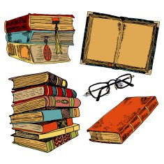 Vintage books color sketch N2