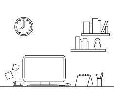 vector of modern office interior table N2