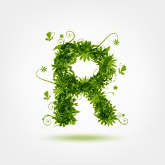 Green eco letter R for your design