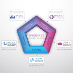 Colorful pentagonal infographics elements