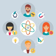 Science concept - collaboration of professionals