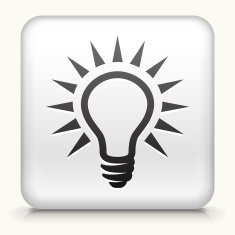 Square Button with Lightbuble interface icon