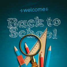 School materials and "Welcome Back to School" text N2