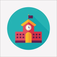 School building flat icon with long shadow eps10 N38
